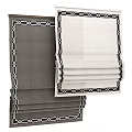 Gray And White Curtains With Black Geometric Border And Linen Fabric Design