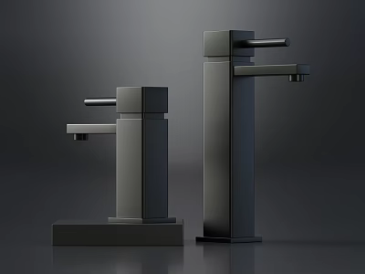 Modern Matte Black Faucets With Tall And Short Designs For Contemporary Bathrooms 3d model