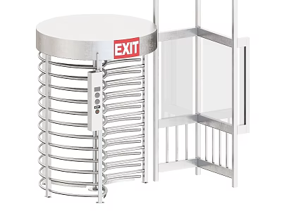 Industrial Equipment Stainless Steel Revolving Exit Gate With Transparent Panel And Security Access Control 3d model