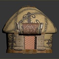 Mongolian yurt house outdoor items realistic 3d model