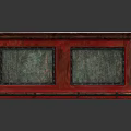 Rustic Red Bar Counter with Wooden Top and Two Wooden Shelves in Modern Interior Setting