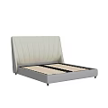 Modern Upholstered Double Bed With Padded Headboard Stitched Details And Light Gray Frame 3d model