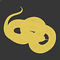 Realistic Yellow Scaled Snake Reptile Coiled With Extended Tongue On Dark Background