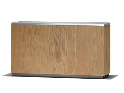 Modern Wooden Cabinet With Sleek Metal Top And Natural Wood Grain 3d model