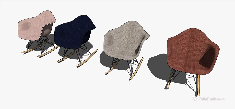 Stylish Leisure Rocking Chairs In Multiple Colors With Comfortable Seating Design 3d model