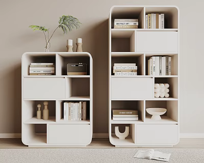 Modern White Bookcase With Open Shelves For Books And Decorative Storage 3d model