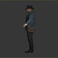 Game Movie Character 3D Model With Blue Coat Green Vest Brown Pants Boots And Satchel