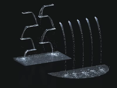 Garden Ornament With Flowing Water Curved Metal Structures And Decorative Design 3d model