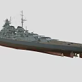 Detailed Military Warship 3D Model With Turrets Mast And Deck Structures