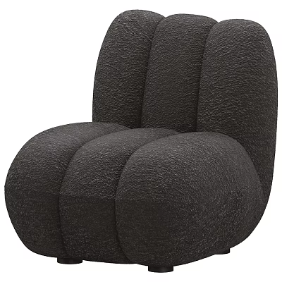 Modern Black Plush Single Sofa With Stylish Round Soft Comfortable Texture 3d model