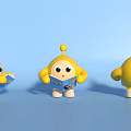 Yellow Cartoon Characters And Creatures Holding Blue Book Against Light Blue Background