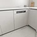 Modern Open Kitchen Interior With White Cabinets And Built In Dishwasher Appliance