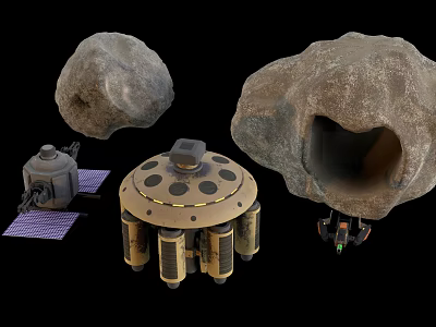 Space Exploration Equipment With Rock Samples Detector Solar Panels And Circular Module 3d model