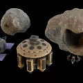 Space Exploration Equipment With Rock Samples Detector Solar Panels And Circular Module 3d model