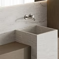 Modern Washbasin Interior Design With Marble Counter Mirror Cabinet And Faucet