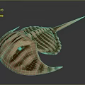 Detailed Horseshoe Crab Close Up View With Brown Striped Shell And Long Tail