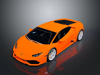 Orange Lamborghini Sports Car With Sleek Body Black Roof And White Wheels 3d model