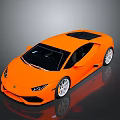 Orange Lamborghini Sports Car With Sleek Body Black Roof And White Wheels