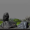 Karesansui Rock Garden Design With Large Stones Small Green Plants Gravel And Serene Zen Landscape