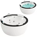 Round White Bathtub With Black Rim And Whirlpool Jets Modern Design