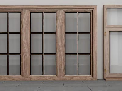Wooden Frame Casement Windows With Multiple Panes Glass For Home Installation 3d model