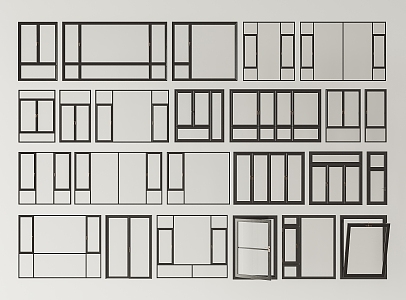 modern floor-to-ceiling windows 3d model