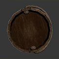 Rustic Wooden Bucket With Metal Hoops And Rope Handle Design