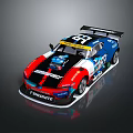 Red White Blue Race Car With Number 88 SWISSMOTE Livery And Rear Wing