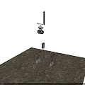 Modern Kitchen Interior With Hanging Rod Hooks And Cabinet Handles