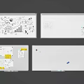 Whiteboard With Hand Drawn Charts Graphics And Sticky Notes In Different States