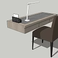 Wooden Desk With Table Lamp Stationery Holder Drawer And Chair