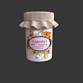 Pink Floral Cupcakes Storage Jar With Burlap Lid And Decorative Label