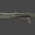 Black Tactical Shotgun With Extended Magazine Barrel Grip And Red Ammunition