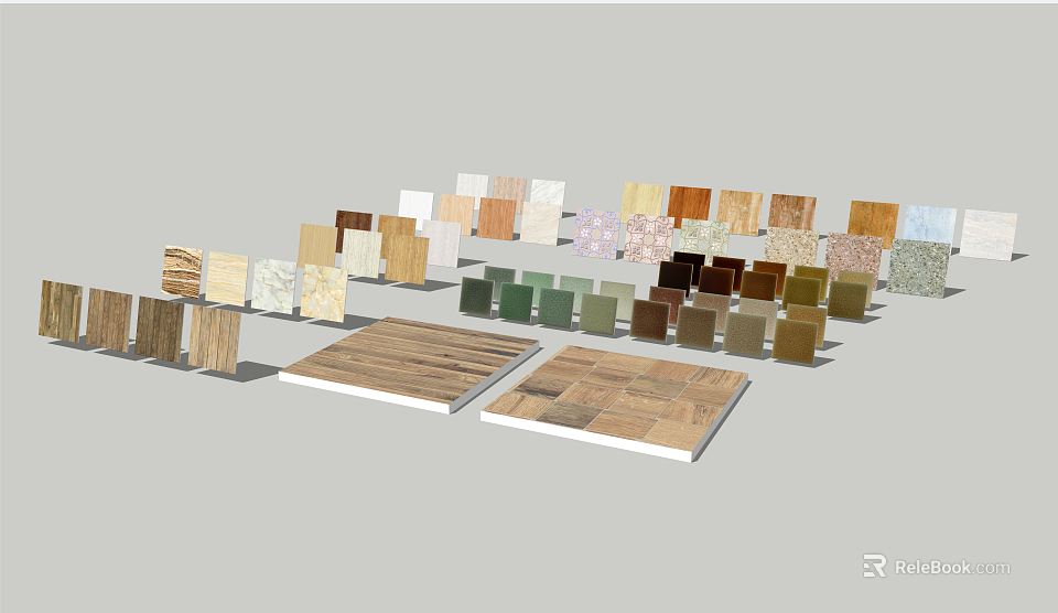 Various Floor Material Samples Including Tiles Wooden Flooring And Colorful Texture Options 3d model 