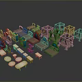 Assorted Modular Furniture Components With Seating Table And Cabinet Designs