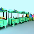 Colorful Children's Activity Space With Stage Tents Tables Chairs And Cartoon Decorations