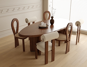 Modern Dining Table and Chair Combination Dining Chair Single Chair 3d model