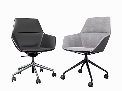 Modern Black and Gray Office Chair with Swivel Base and Rolling Wheels Design 3d model