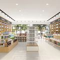 Well Organized Bookstore Interior With Rows Of Bookshelves And Various Books
