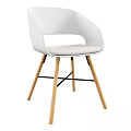 Modern White Upholstered Accent Chair With Ergonomic Design And Wooden Legs