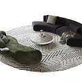 Green And Black Sofa With Round Coffee Table On Geometric Pattern Rug