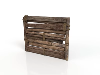 Rustic Wooden Pallet Structure With Weathered Slats And Solid Wooden Frames 3d model