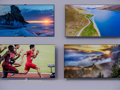 Smart Television with 4K Ultra HD Display Showing Vivid Landscape Scenes and Sports Action Footage 3d model