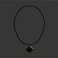 Brown Cord Necklace With Diamond Shaped Pendant And Yellow Red Patterns