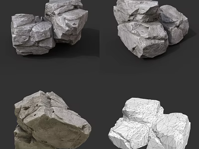 Wooden Stone Stacked With Different Natural Textures And 3D Model Views 3d model