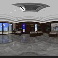 Tobacco and Liquor Store Interior With Wooden Shelves Product Displays and Cash Counter