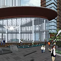 Modern Urban Commercial Complex With Tall Buildings Green Spaces And Waterfront View