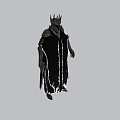 Man Wearing Spiked Crown Black Cloak With White Trimmed Edges And Metallic Armored Arms