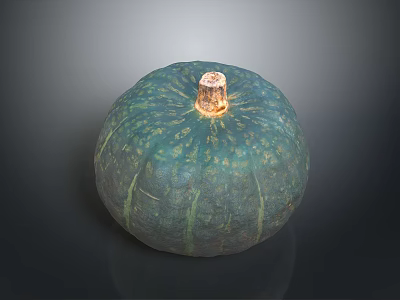 Green Pumpkin with Textured Surface and Brown Stem Fresh Organic Healthy Food 3d model