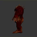 Fierce Red Horned Monster Character With Muscular Build Spiked Details 3D Model Design
